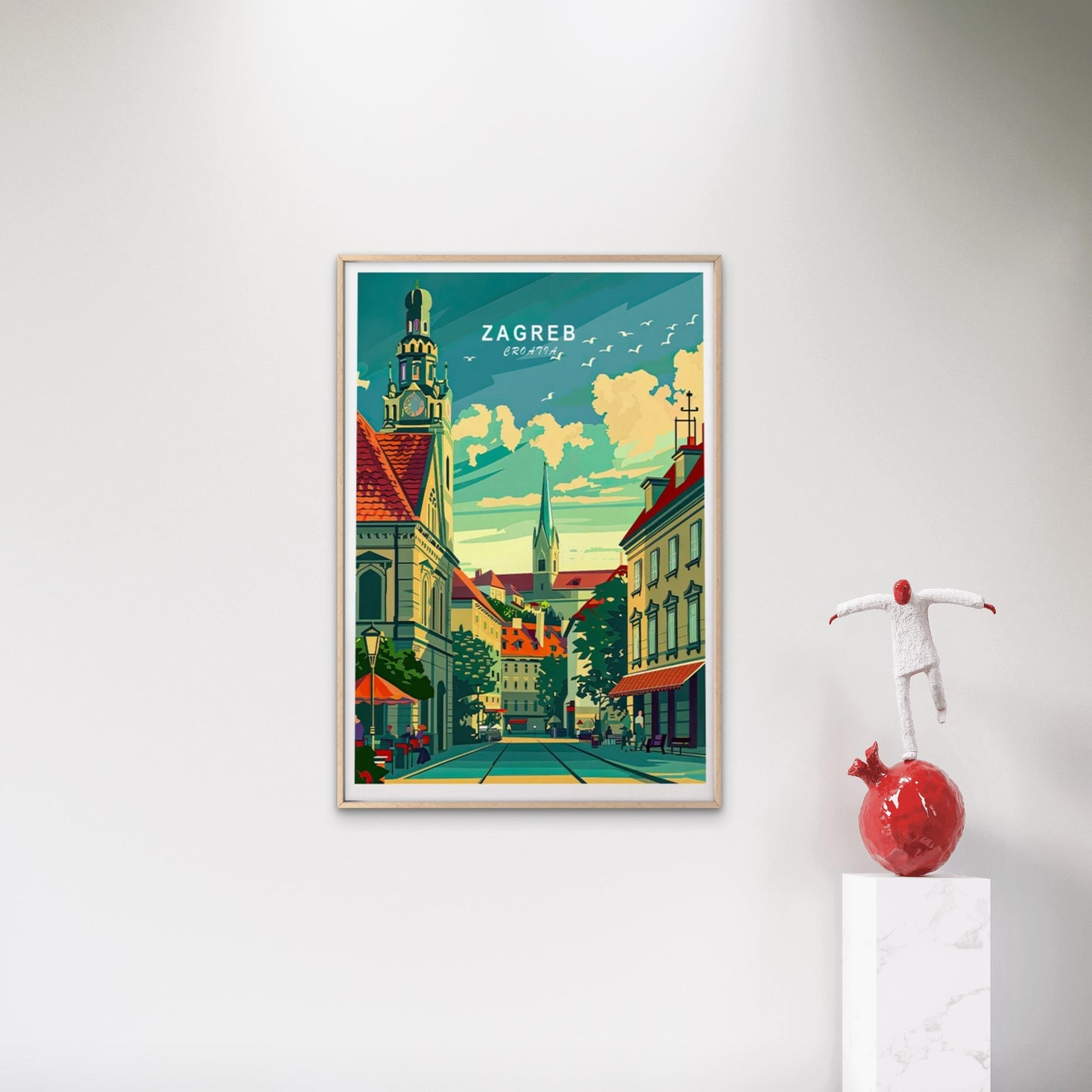 Zagreb Croatia, Street View & Buildings Travel Poster Print Wall Art