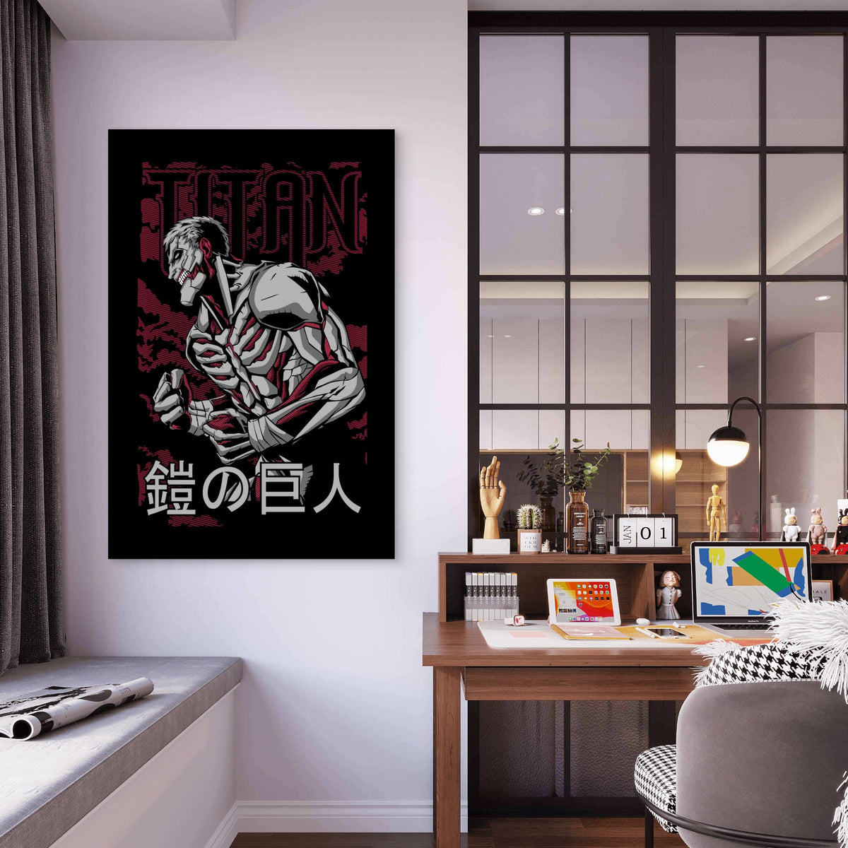 Maroon Cyberpunk Mecha 40x60cm Metal Print Ready to Hang
