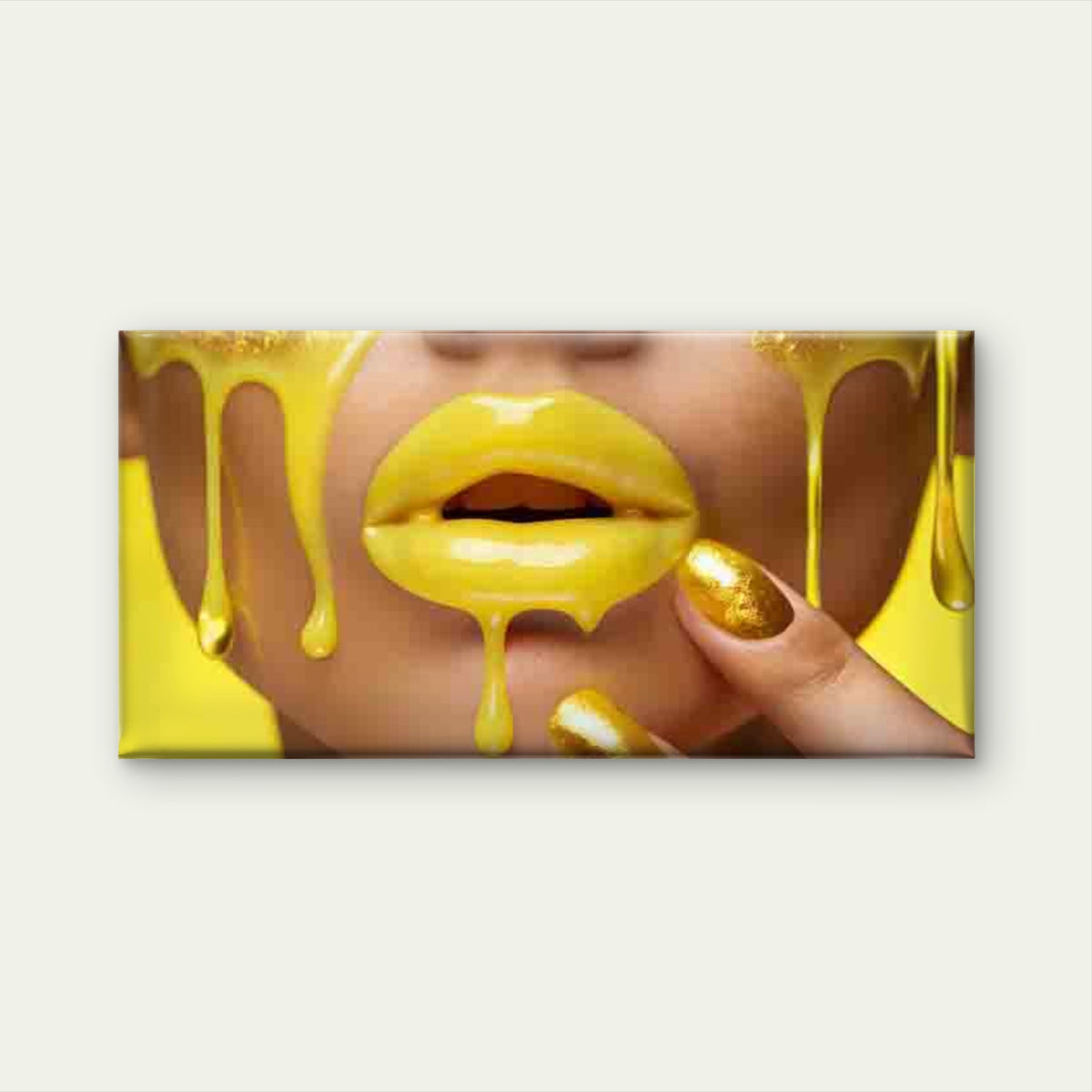 Golden Liquid with Yellow Back Wall Art Canvas Office Home Room Framed 120x60cm