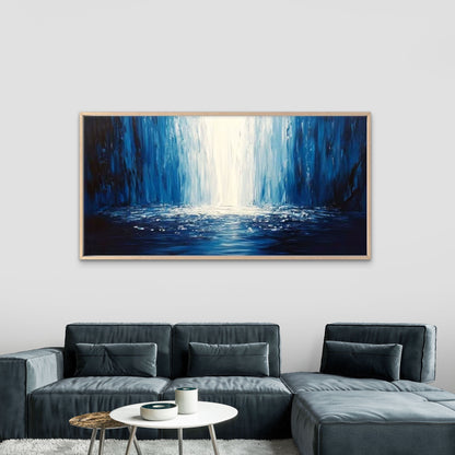 Blue Tones Abstract Perfect Wall Art Canvas Office Home Room Framed 120x60cm