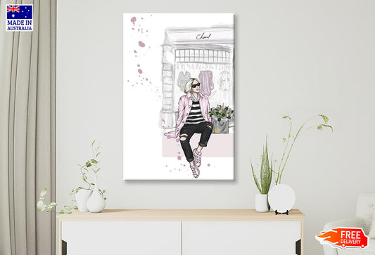 Fashion Girl with Bag Store Art Wall Art Limited Edition High Quality Print