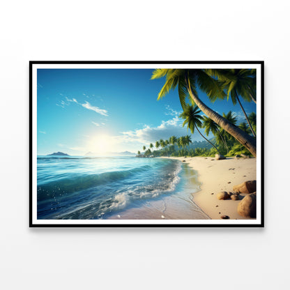 Beach with Sky & Palm Trees Home Decor Premium Quality Poster Print Choose Your Sizes