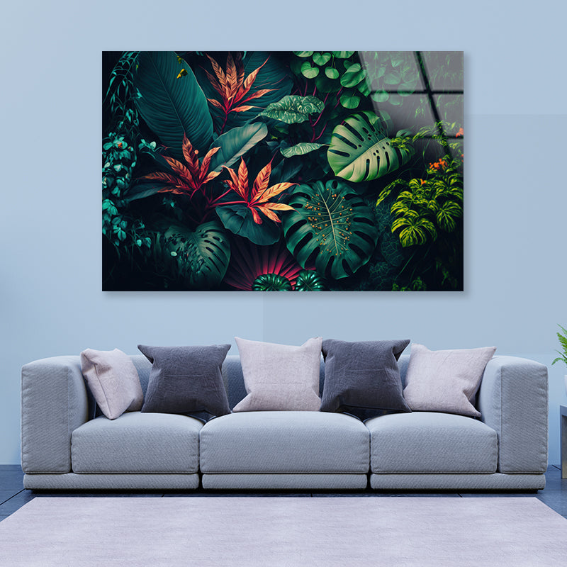 Lush Colorful Tropical Leaves Acrylic Glass Print Tempered Glass Wall Art 100% Made in Australia Ready to Hang