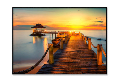 Wooden Pier Between Sunset in Phuket, Thailand Home Decor Premium Quality Poster Print Choose Your Sizes