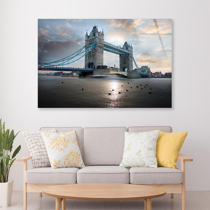 Tower Bridge During Evening, London, UK Acrylic Glass Print Tempered Glass Wall Art 100% Made in Australia Ready to Hang