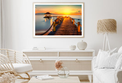 Wooden Pier Between Sunset in Phuket, Thailand Home Decor Premium Quality Poster Print Choose Your Sizes