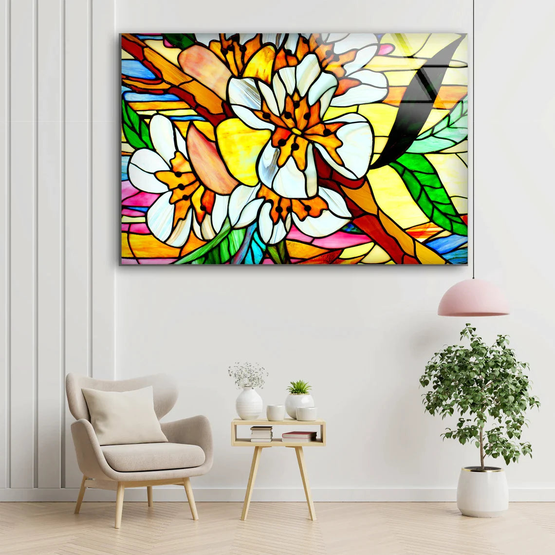 Colorful Flowers Mosaic UV Direct Aluminum Print Australian Made Quality