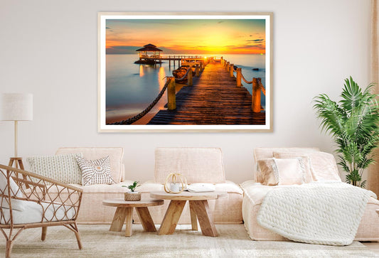 Wooden Pier Between Sunset in Phuket, Thailand Home Decor Premium Quality Poster Print Choose Your Sizes