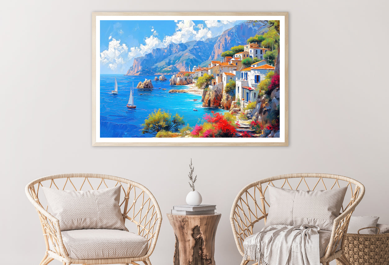 Town with Mountains in the Background Home Decor Premium Quality Poster Print Choose Your Sizes