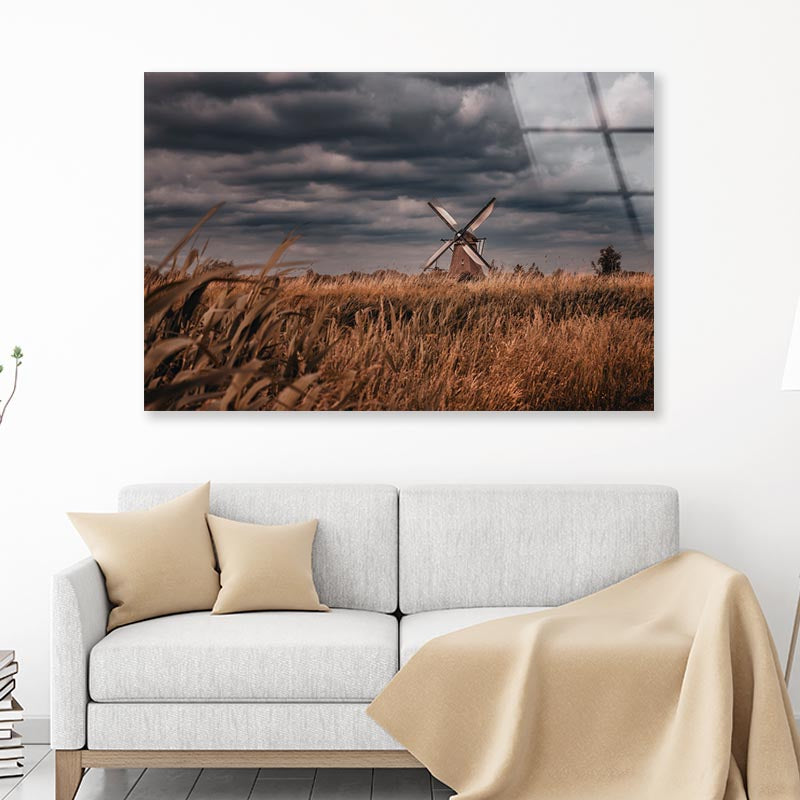 Old Windmills & Sunset, Netherland Acrylic Glass Print Tempered Glass Wall Art 100% Made in Australia Ready to Hang