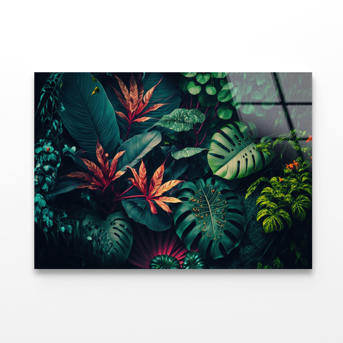 Lush Colorful Tropical Leaves Acrylic Glass Print Tempered Glass Wall Art 100% Made in Australia Ready to Hang