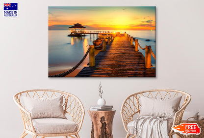 Wooden Pier Between Sunset in Phuket, Thailand  Wall Art Decor 100% Australian Made