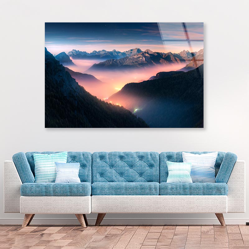 Landscape With Alpine Mountain Valley Acrylic Glass Print Tempered Glass Wall Art 100% Made in Australia Ready to Hang