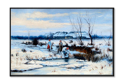 Winter, Ukrainian Oil Painting Wall Art Limited Edition High Quality Print Canvas Box Framed Black