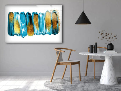 Blue Gold Oil Painting UV Direct Aluminum Print Australian Made Quality