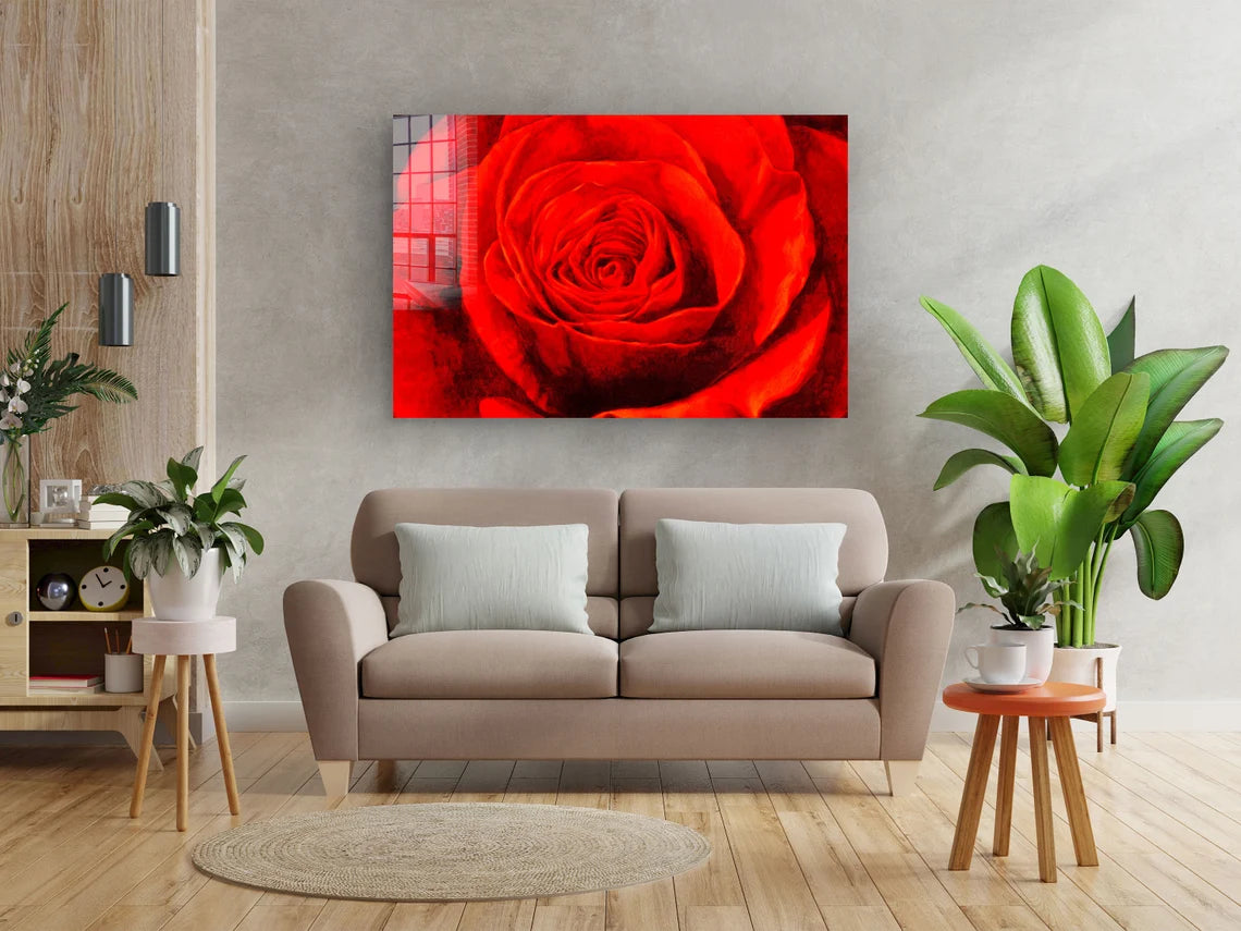 Red Rose Closeup View UV Direct Aluminum Print Australian Made Quality