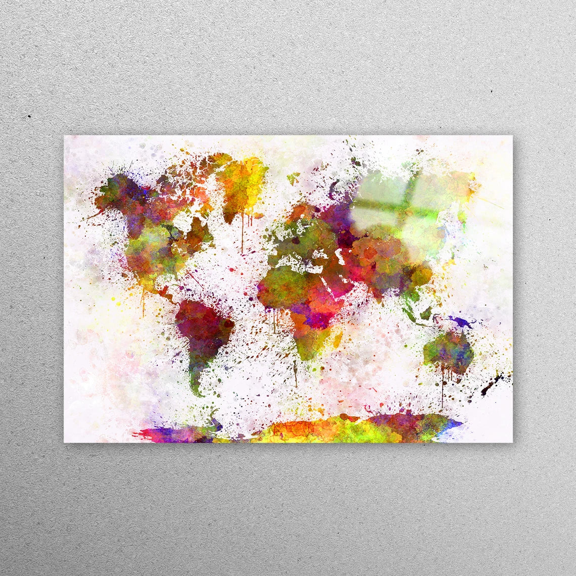 Colorful Abstract World Map Acrylic Glass Print Tempered Glass Wall Art 100% Made in Australia Ready to Hang