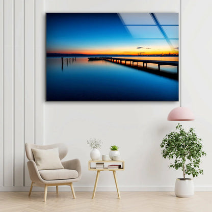 Wooden Pier Sea Sunset UV Direct Aluminum Print Australian Made Quality