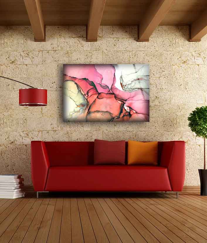 Pink & Beige Abstract UV Direct Aluminum Print Australian Made Quality