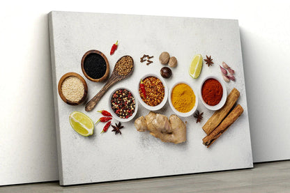 Spices on White Surface UV Direct Aluminum Print Australian Made Quality