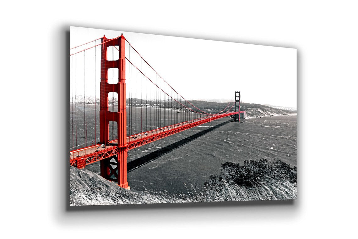 Red Golden Gate B&W UV Direct Aluminum Print Australian Made Quality