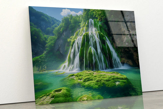 Waterfall in the Park Acrylic Glass Print Tempered Glass Wall Art 100% Made in Australia Ready to Hang