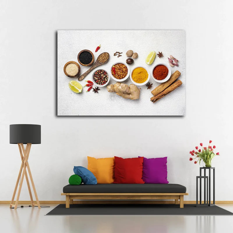 Spices on White Surface UV Direct Aluminum Print Australian Made Quality