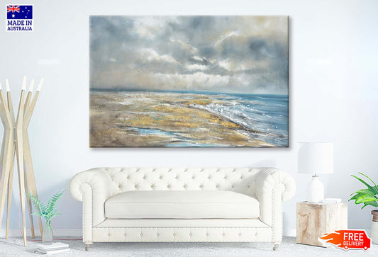 Beach, Waves, Blue Sea, Oil Painting Wall Art Limited Edition High Quality Print