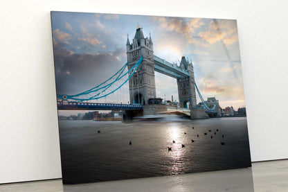 Tower Bridge During Evening, London, UK Acrylic Glass Print Tempered Glass Wall Art 100% Made in Australia Ready to Hang