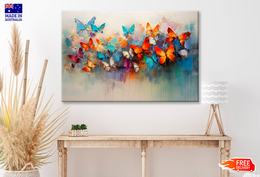 Butterflies and Abstract Oil Painting Wall Art Limited Edition High Quality Print