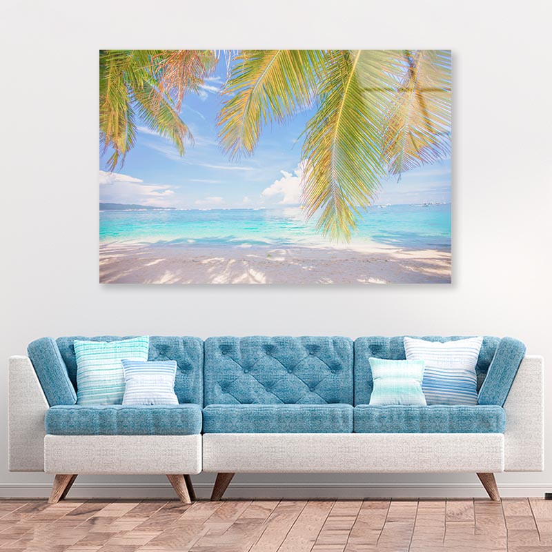 Coconut Tree Shade in Beach Acrylic Glass Print Tempered Glass Wall Art 100% Made in Australia Ready to Hang