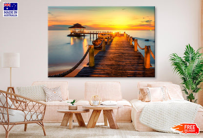 Wooden Pier Between Sunset in Phuket, Thailand  Wall Art Decor 100% Australian Made