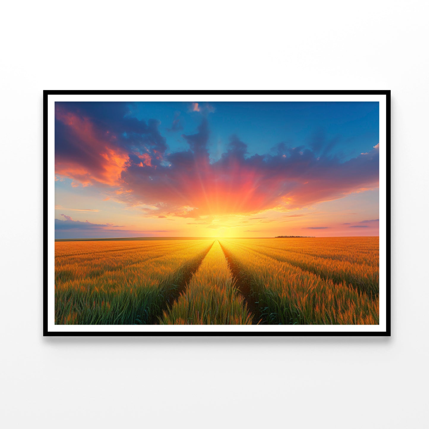 Rainbow with Wheat Fields at Sunset Home Decor Premium Quality Poster Print Choose Your Sizes