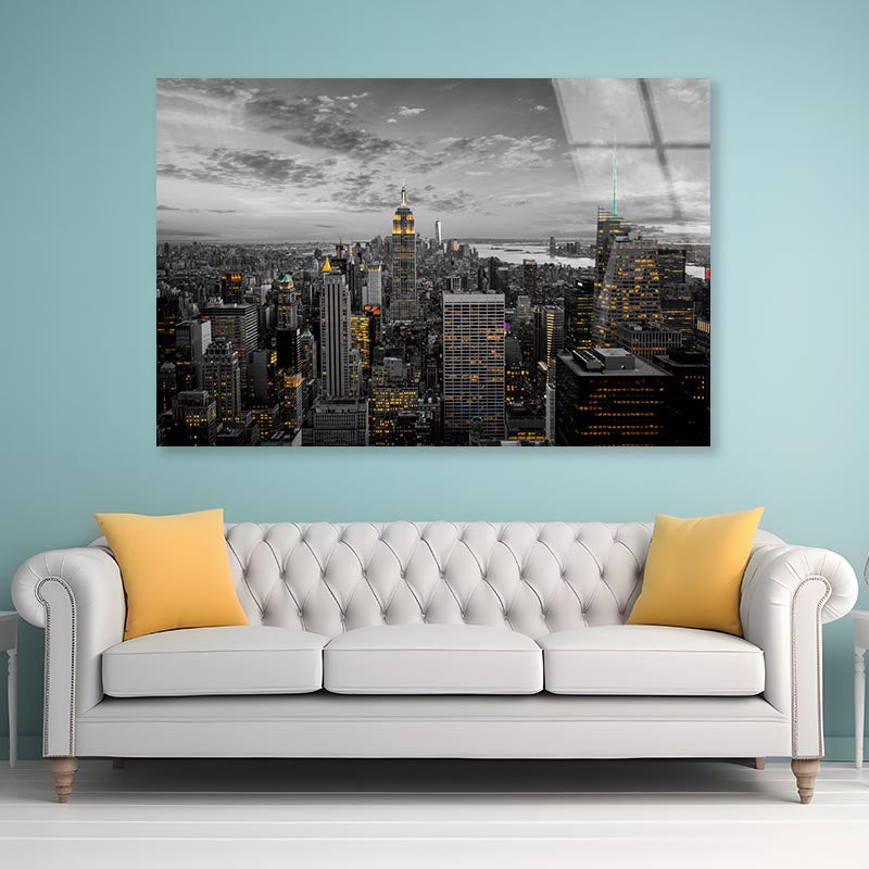 B&W New York City Acrylic Glass Print Tempered Glass Wall Art 100% Made in Australia Ready to Hang