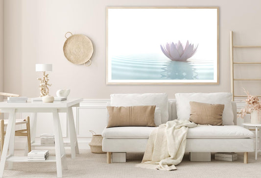 White Lotus Flower on Water Home Decor Premium Quality Poster Print Choose Your Sizes