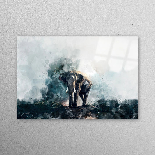 Watercolor Elephant Painting Acrylic Glass Print Tempered Glass Wall Art 100% Made in Australia Ready to Hang