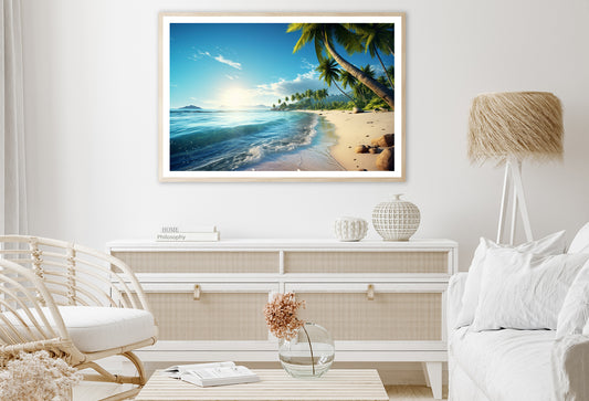 Beach with Sky & Palm Trees Home Decor Premium Quality Poster Print Choose Your Sizes