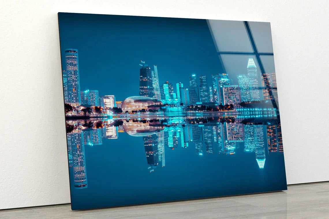 City Night Sea View UV Direct Aluminum Print Australian Made Quality