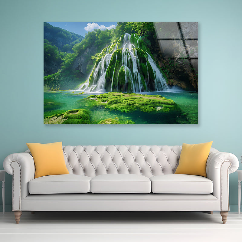 Waterfall in the Park Acrylic Glass Print Tempered Glass Wall Art 100% Made in Australia Ready to Hang