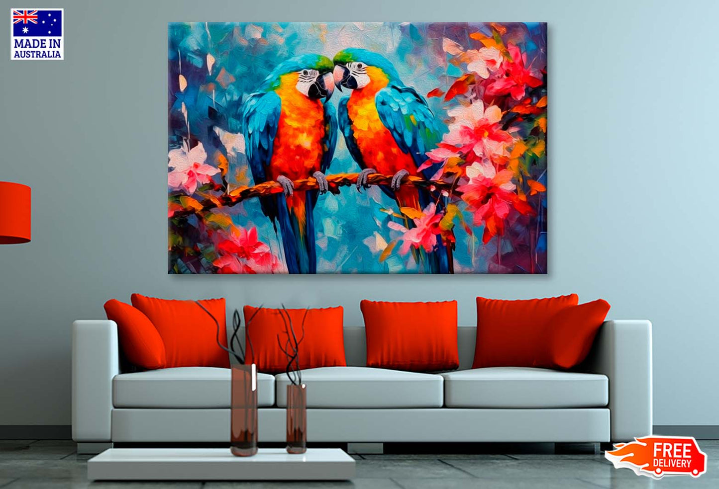 Abstract Colorful Macaw On Branch Wall Art Limited Edition High Quality Print