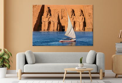 Nile Scenery with Sailboat and Abu Simbel Wall Art Decor 100% Australian Made