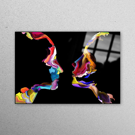 Colorful Abstract Couple Acrylic Glass Print Tempered Glass Wall Art 100% Made in Australia Ready to Hang