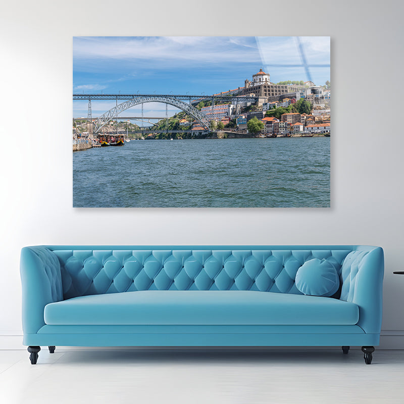 A Bridge Spanning Over a Body of Water with a Sky Acrylic Glass Print Tempered Glass Wall Art 100% Made in Australia Ready to Hang