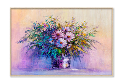 Oil Painting Daisies Flowers Limited Edition High Quality Print Canvas Box Framed Natural