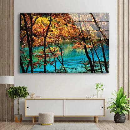 Lake & Autumn Forest UV Direct Aluminum Print Australian Made Quality