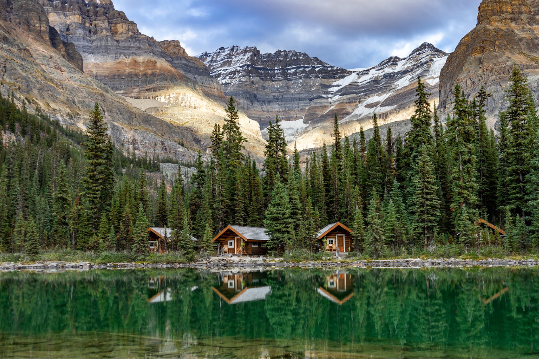 Lake With Mountain Peaks & Cabins Home Decor Premium Quality Poster Print Choose Your Sizes