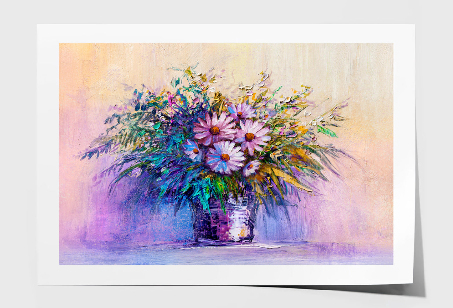 Oil Painting Daisies Flowers Limited Edition High Quality Print Unframed Roll Canvas None