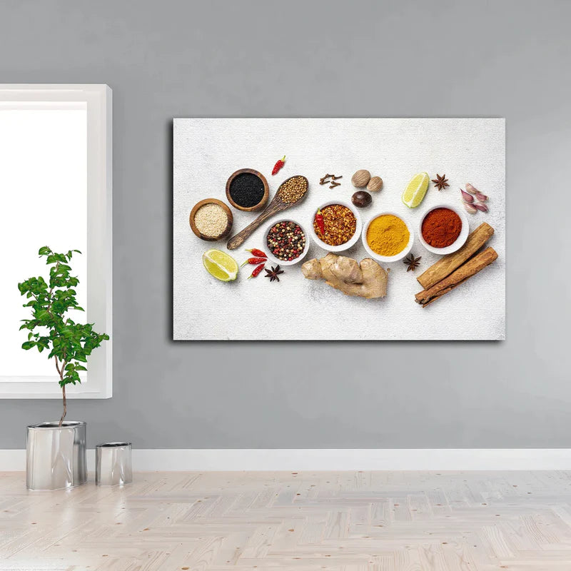 Spices on White Surface UV Direct Aluminum Print Australian Made Quality