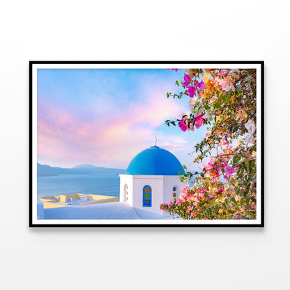 Bougainvillea Tree in Santorini Home Decor Premium Quality Poster Print Choose Your Sizes