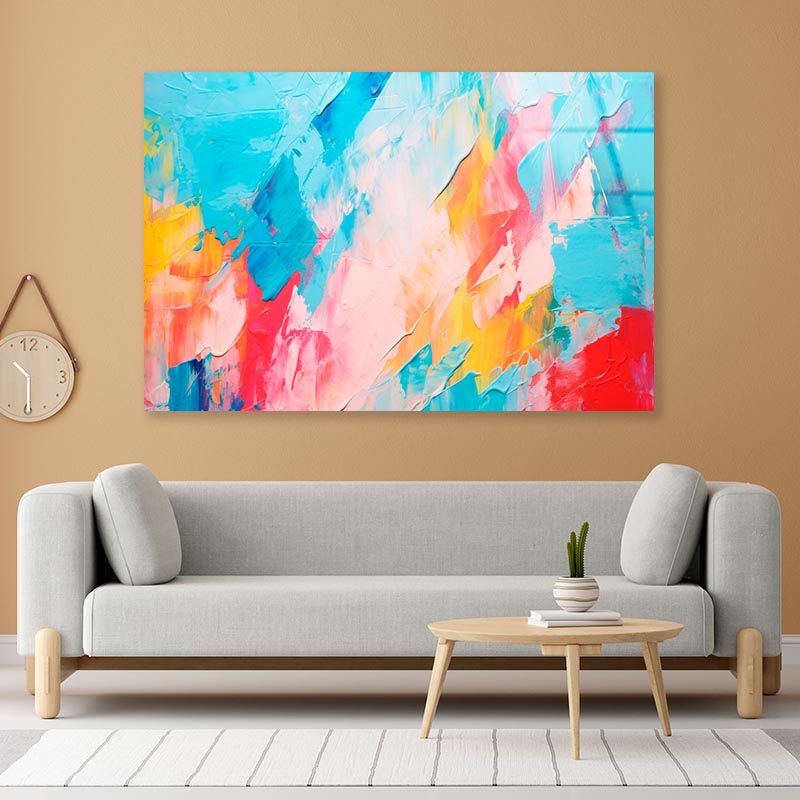 Abstract Colorful Oil Painting  Acrylic Glass Print Tempered Glass Wall Art 100% Made in Australia Ready to Hang